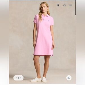 Polo Ralph Lauren Cotton Mesh Polo Dress carmel pink blue logo‎ XS NWT
